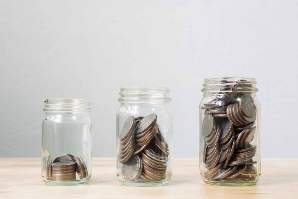 coins in jars